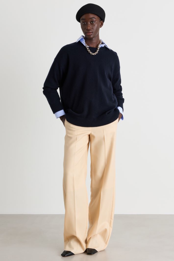 Soft drop-shoulder jumper - BLUE - Intrend