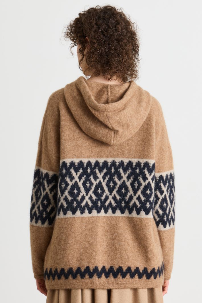 Sweat jacquard - CHAMEAU BEIGE NOIR - Intrend - 4