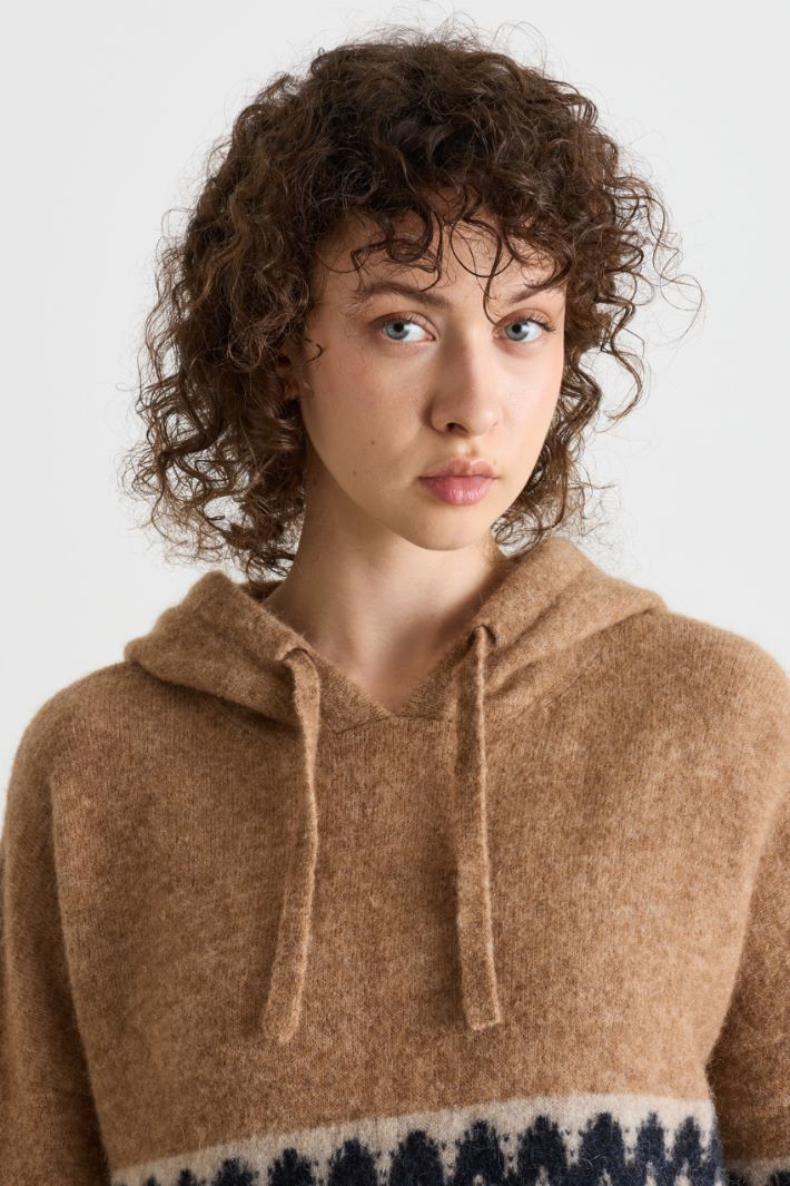 Sweat jacquard - CHAMEAU BEIGE NOIR - Intrend - 3