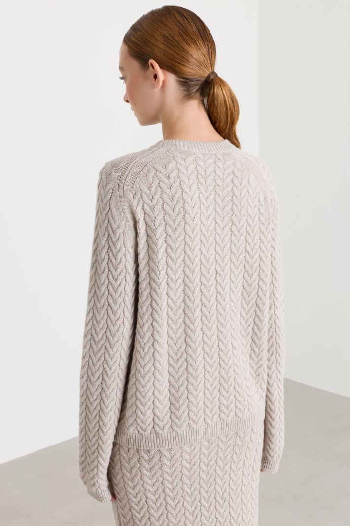 Cable-knit jumper - BEIGE - Intrend - 4