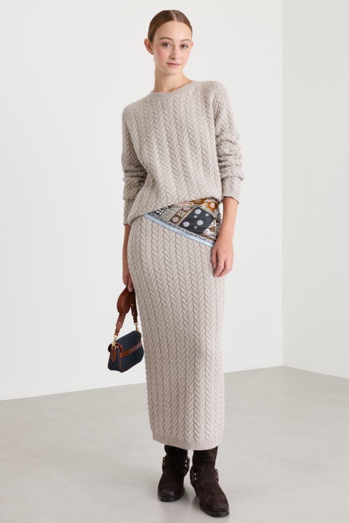 Cable-knit jumper - BEIGE - Intrend