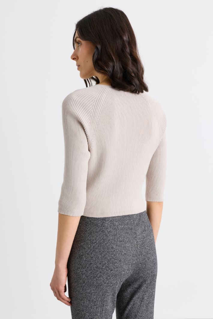 Cropped-Cardigan mit Knöpfen - ELFENBEIN - Intrend - 4