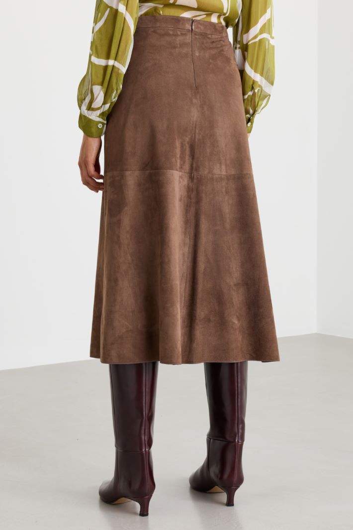 Topstitched flared skirt - BROWN - Intrend - 4
