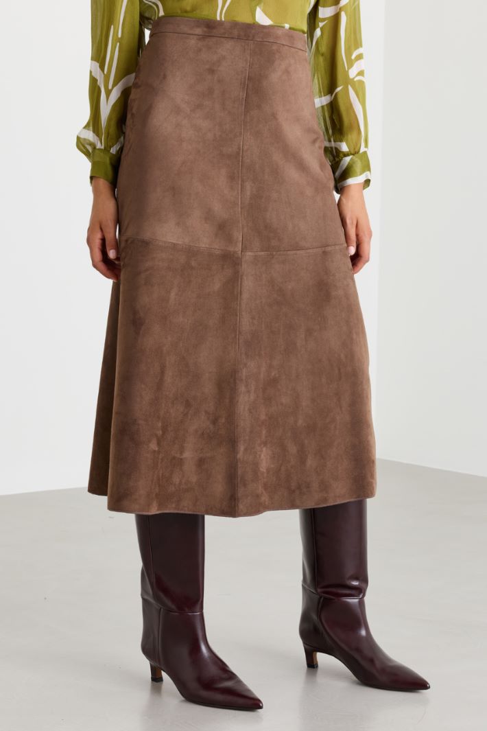 Topstitched flared skirt - BROWN - Intrend - 2