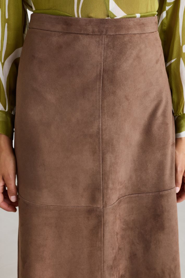 Topstitched flared skirt - BROWN - Intrend - 3