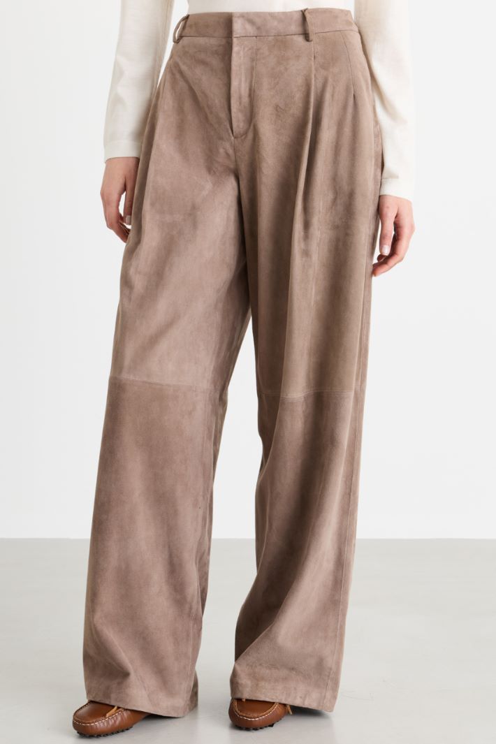 Pantalone a palazzo con doppia pinces - MARRONE - Intrend - 2