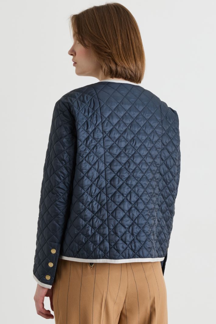 Padded Quilted Jacket - BLUE - Intrend - 4