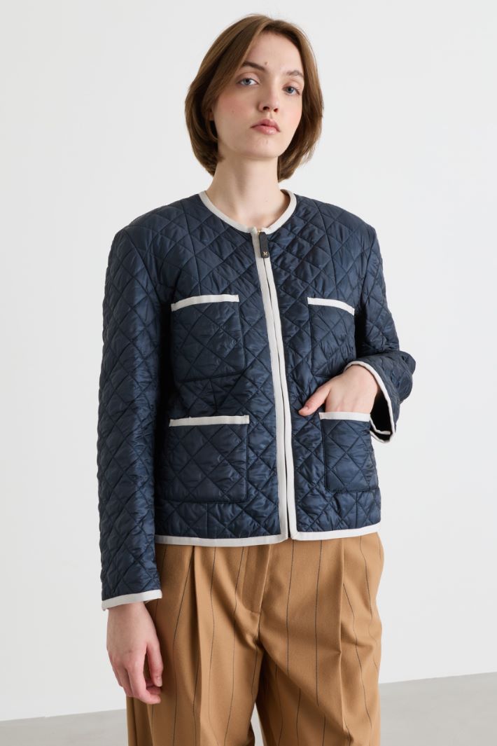 Padded Quilted Jacket - BLUE - Intrend - 2