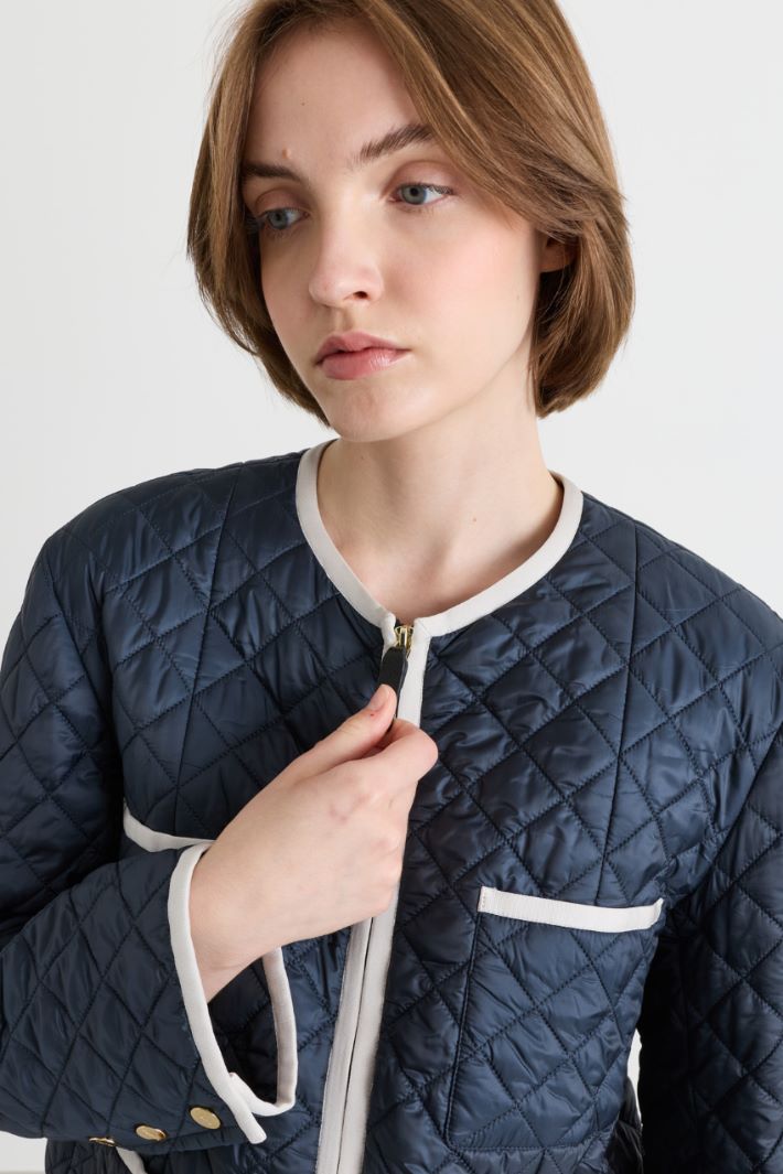 Padded Quilted Jacket - BLUE - Intrend - 3