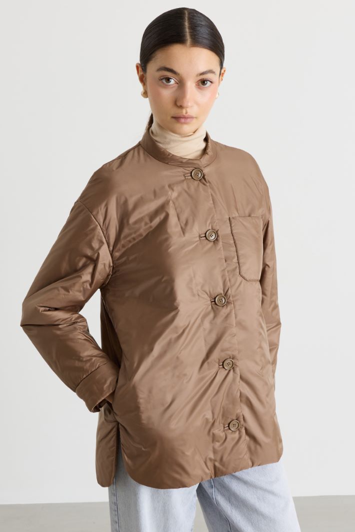Padded water-repellent fabric jacket - CAMEL - Intrend - 2