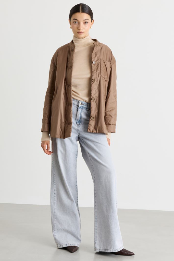 Padded water-repellent fabric jacket - CAMEL - Intrend