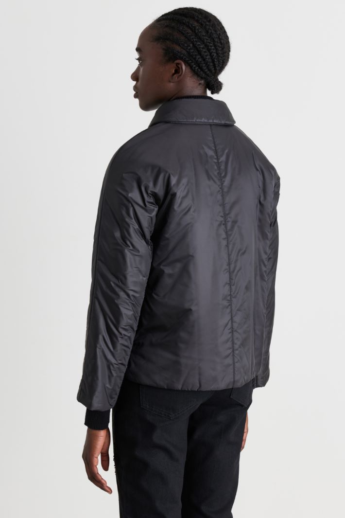 Padded water-repellent canvas jacket - BLACK - Intrend - 4