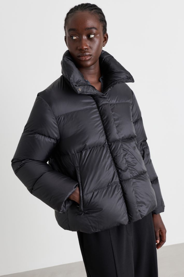 High-neck padded jacket - BLACK - Intrend - 2
