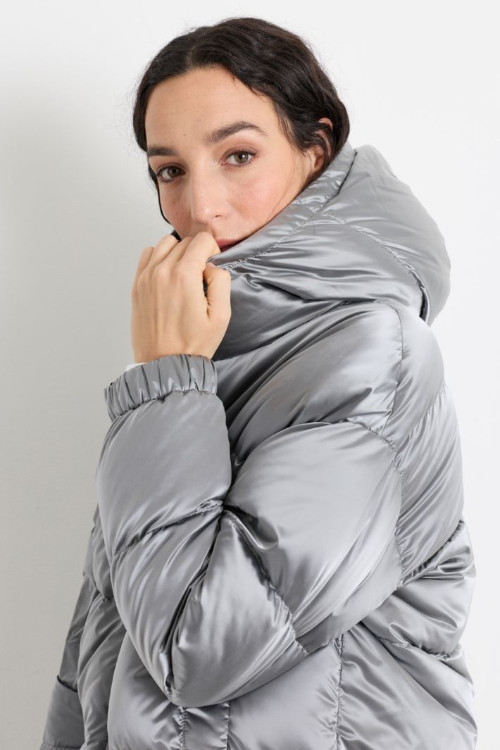 Doudoune en satin technique déperlant - GRIS - Intrend - 3