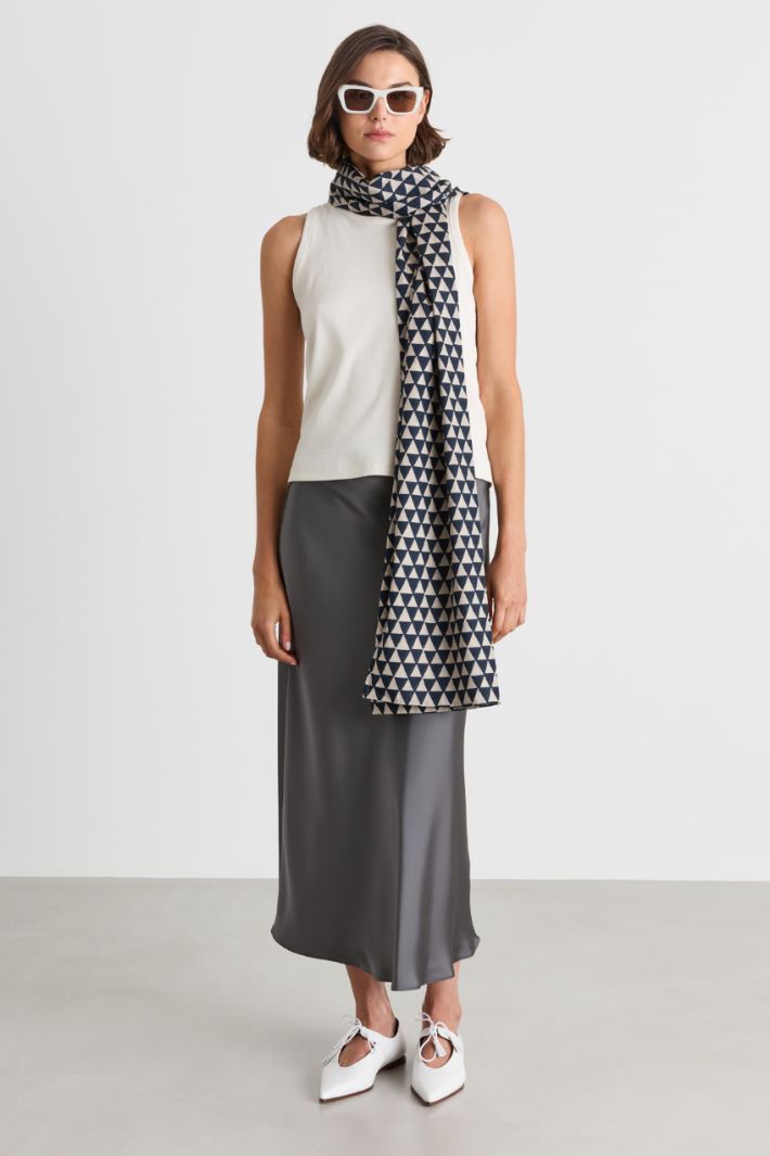 Printed cotton scarf - BLUE WHITE - Intrend