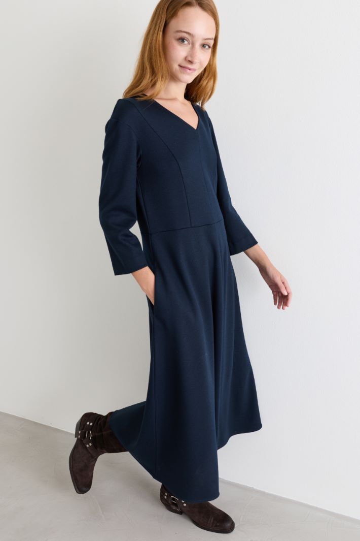 Piqué jersey dress - BLUE - Intrend - 2