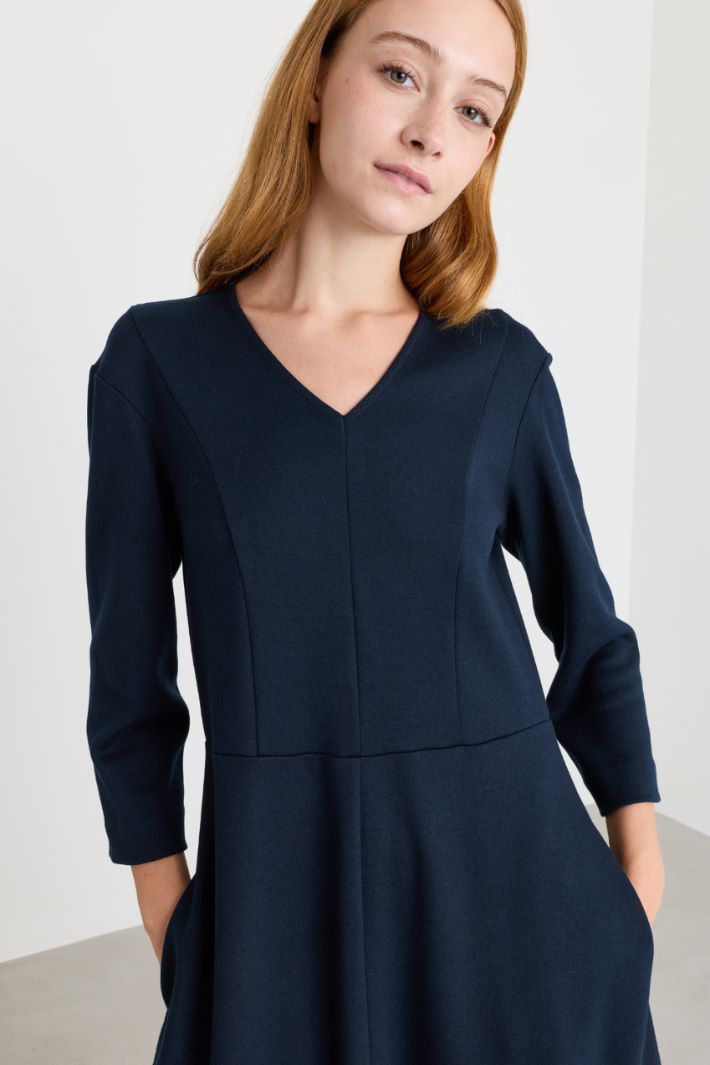 Piqué jersey dress - BLUE - Intrend - 3
