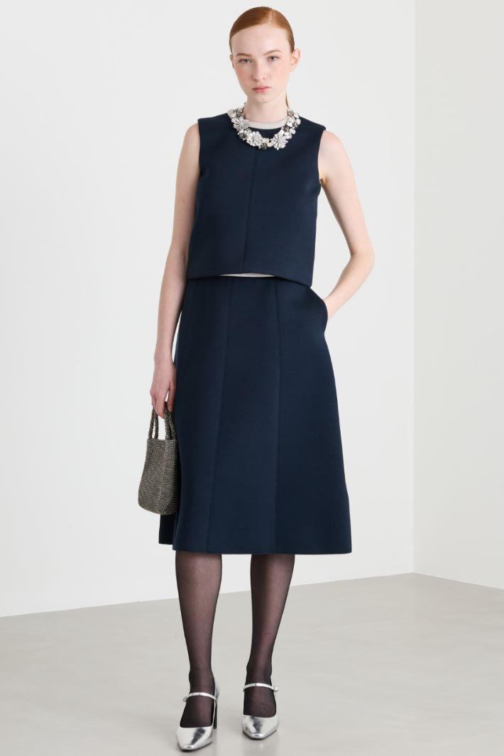 Pleated jersey skirt - BLUE - Intrend