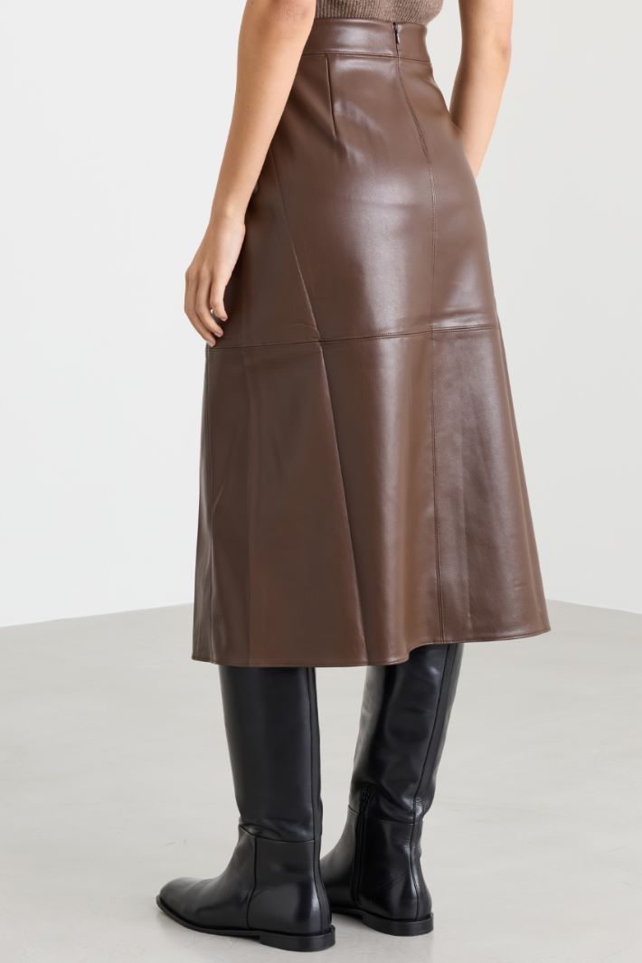 Jupe en tissu enduit - MARRON - Intrend - 4