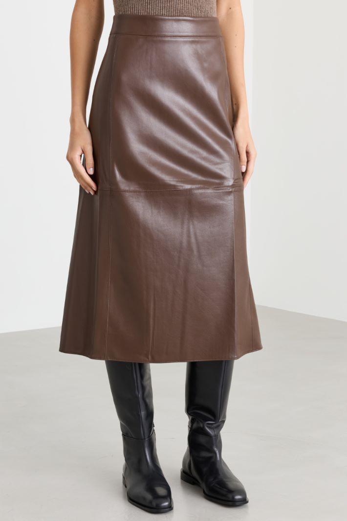 Jupe en tissu enduit - MARRON - Intrend - 2