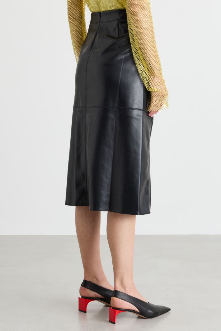 Coated fabric skirt - BLACK - Intrend - 4