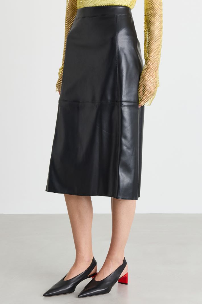 Coated fabric skirt - BLACK - Intrend - 2