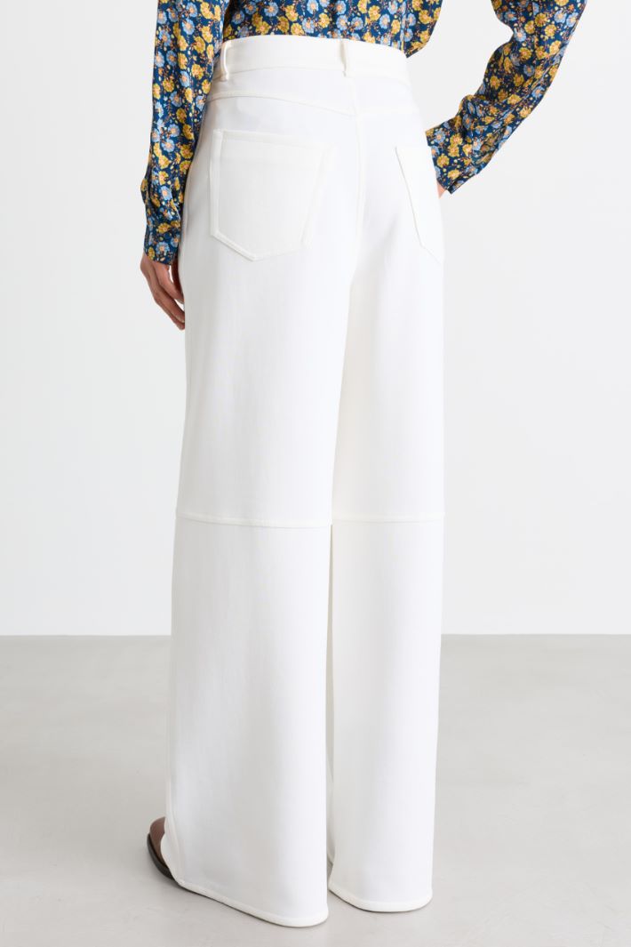 Wide-leg jersey trousers - WHITE - Intrend - 4
