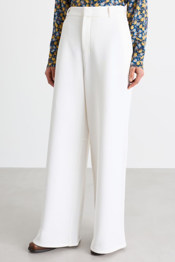 Wide-leg jersey trousers - WHITE - Intrend - 2