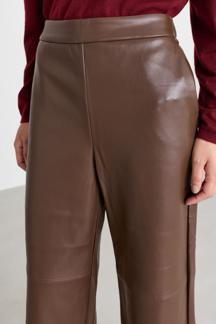 Coated fabric trousers - BROWN - Intrend - 3