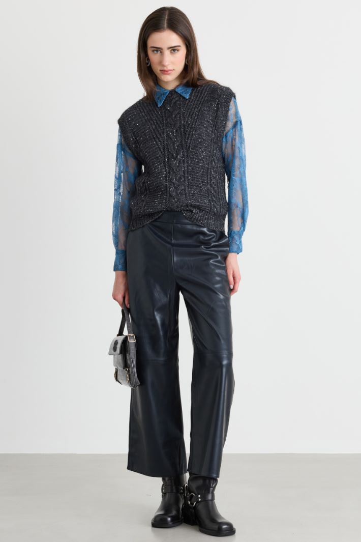 Pantalone in tessuto spalmato - NERO - Intrend