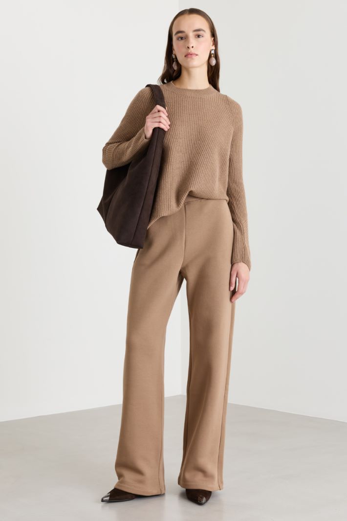 Pantalone ampio in jersey di cotone - CAMMELLO - Intrend