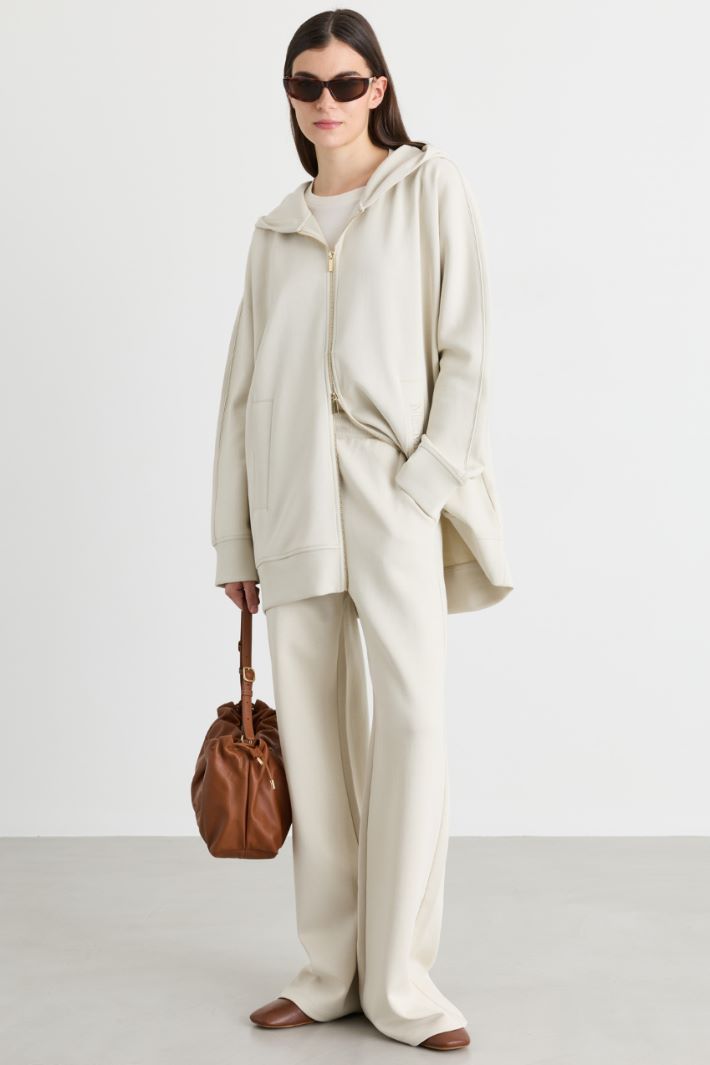 Felpa lunga con cappuccio - BIANCO - Intrend