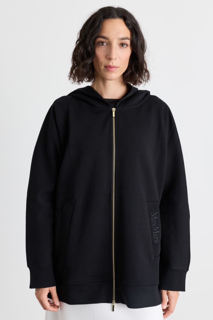 Felpa lunga con cappuccio - NERO - Intrend - 2