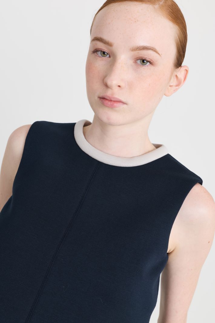 Top crop in jersey - BLU BIANCO - Intrend - 3