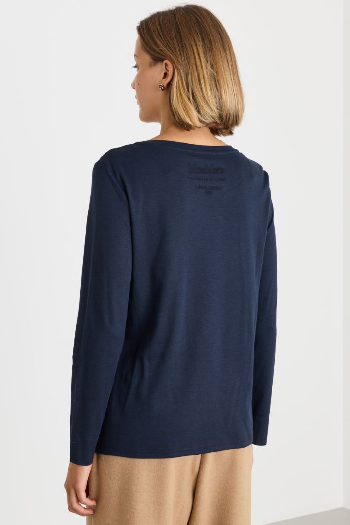 T-shirt a maniche lunghe in jersey - BLU - Intrend - 4