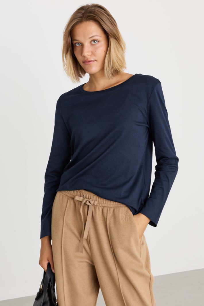 T-shirt a maniche lunghe in jersey - BLU - Intrend - 2