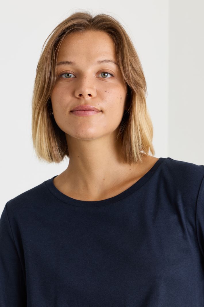 T-shirt a maniche lunghe in jersey - BLU - Intrend - 3
