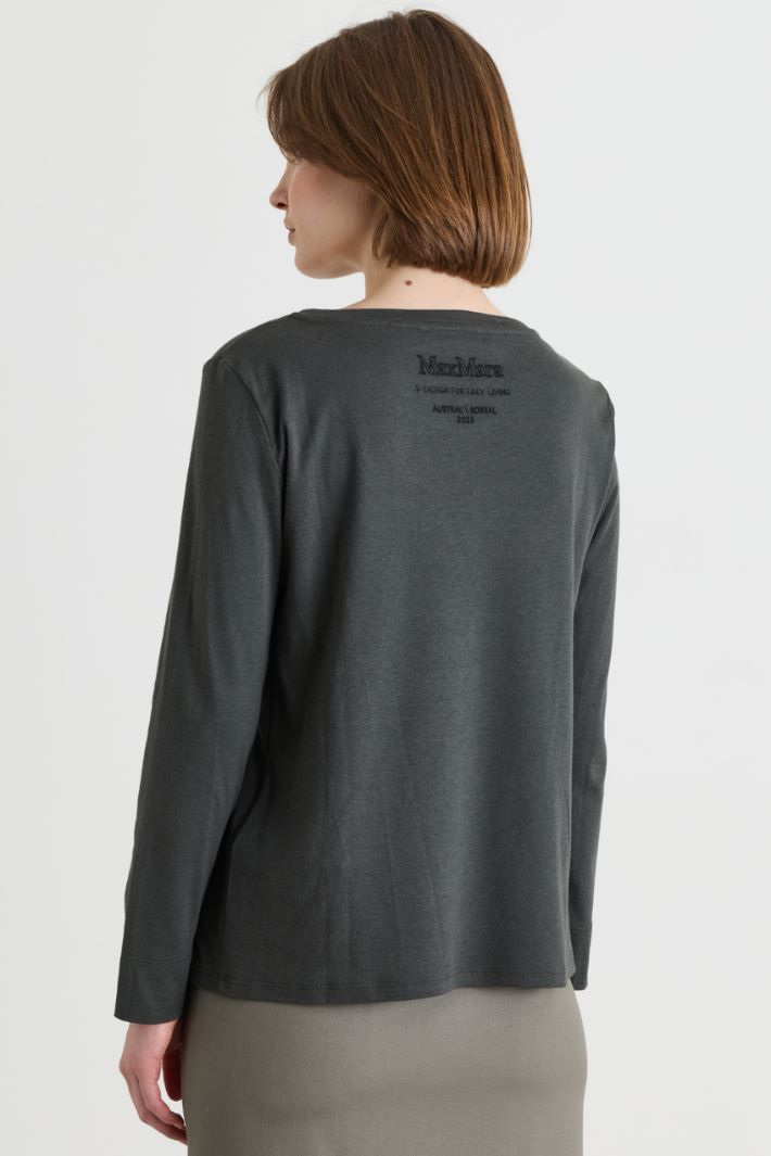 T-shirt a maniche lunghe in jersey - VERDE - Intrend - 4