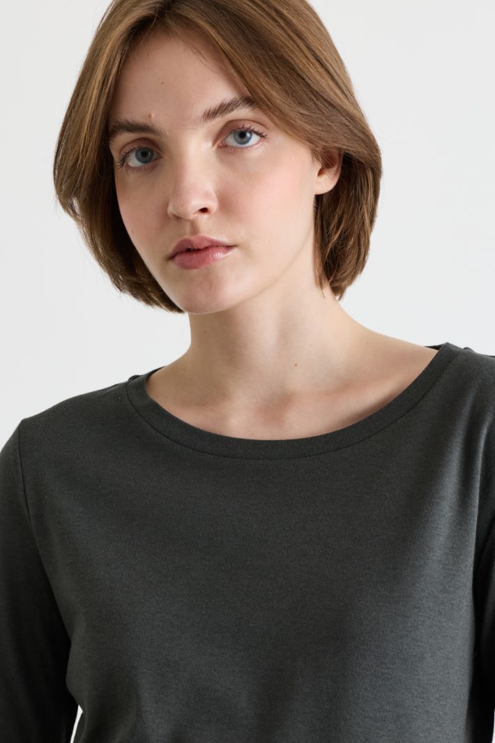 T-shirt a maniche lunghe in jersey - VERDE - Intrend - 3