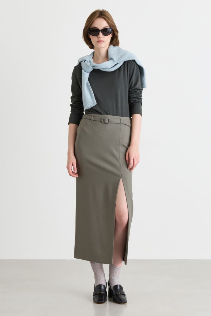 T-shirt a maniche lunghe in jersey - VERDE - Intrend