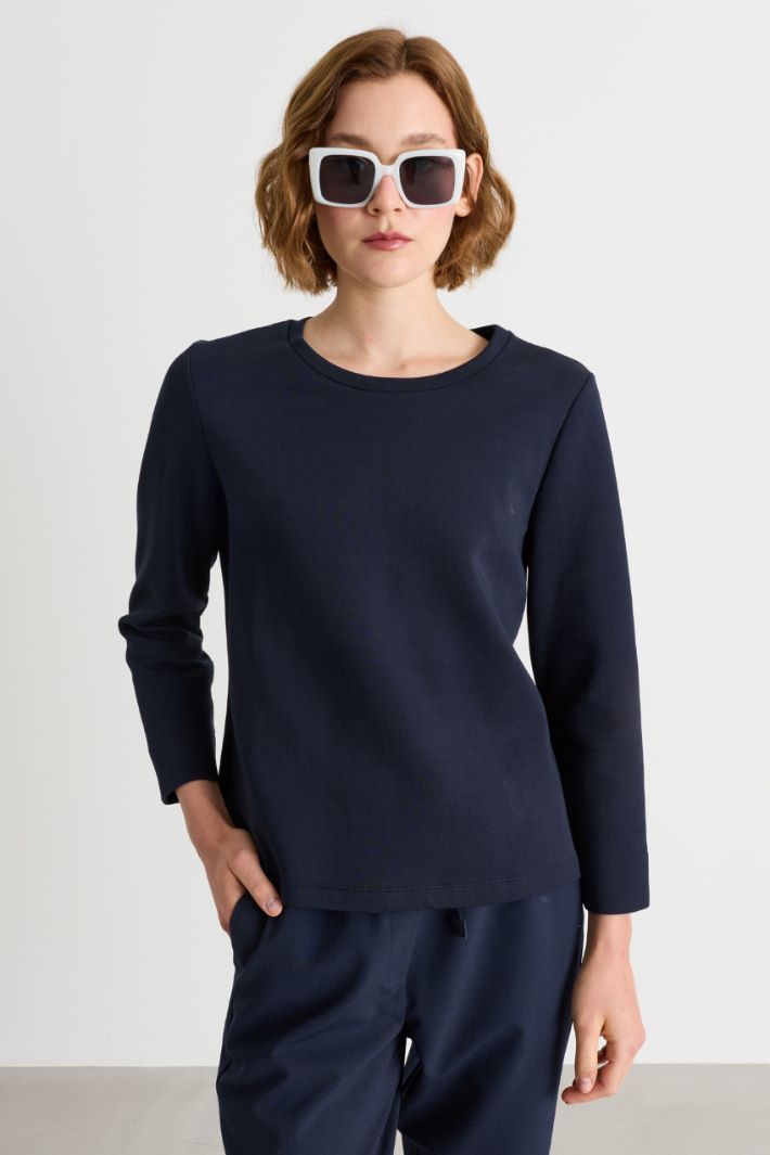 T-shirt in jersey compatto - BLU - Intrend - 2